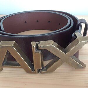 Armani Exchange Men's Genuine Leather Logo Belt